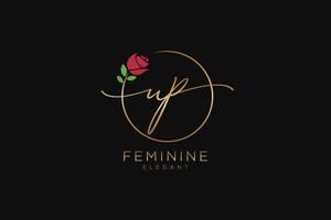 initial UP Feminine logo beauty monogram and elegant logo design, handwriting logo of initial signature, wedding, fashion, floral and botanical with creative template. vector