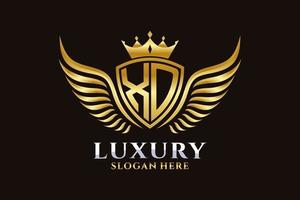 Luxury royal wing Letter XD crest Gold color Logo vector, Victory logo, crest logo, wing logo, vector logo template.