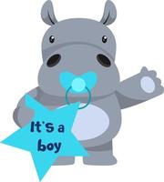 Hippo the boy, illustration, vector on white background.