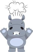 Angry hippo, illustration, vector on white background.