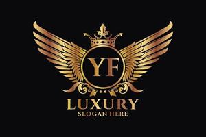 Luxury royal wing Letter YF crest Gold color Logo vector, Victory logo, crest logo, wing logo, vector logo template.