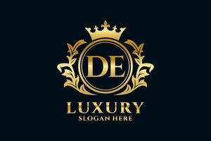 Initial DE Letter Royal Luxury Logo template in vector art for luxurious branding projects and other vector illustration.