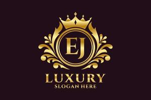 Initial EJ Letter Royal Luxury Logo template in vector art for luxurious branding projects and other vector illustration.