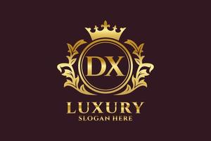 Initial DX Letter Royal Luxury Logo template in vector art for luxurious branding projects and other vector illustration.