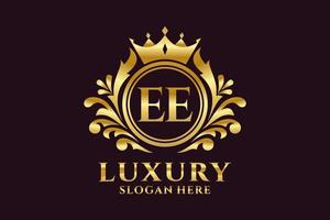 Initial EE Letter Royal Luxury Logo template in vector art for luxurious branding projects and other vector illustration.