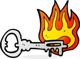 cartoon flaming key vector