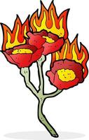 cartoon burning flowers vector