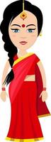 Happy Indian woman, illustration, vector on white background.