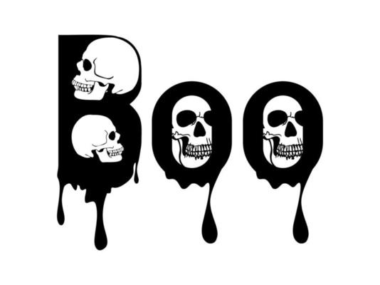 Boo design with skull.