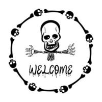 Welcome Halloween with playful skeleton. vector