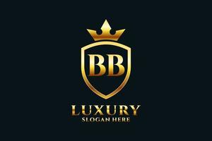 initial BB elegant luxury monogram logo or badge template with scrolls and royal crown - perfect for luxurious branding projects vector