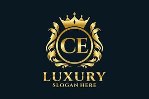 Initial CE Letter Royal Luxury Logo template in vector art for luxurious branding projects and other vector illustration.