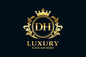 Initial DH Letter Royal Luxury Logo template in vector art for luxurious branding projects and other vector illustration.