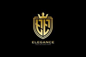 initial TT elegant luxury monogram logo or badge template with scrolls and royal crown - perfect for luxurious branding projects vector