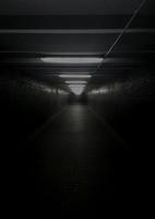 Dark scary tunnel. Underground passage with dim light photo