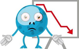 Blue monster with dropping news, illustration, vector on white background.