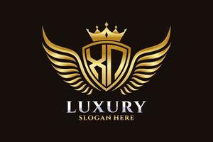 Luxury royal wing Letter XN crest Gold color Logo vector, Victory logo, crest logo, wing logo, vector logo template.