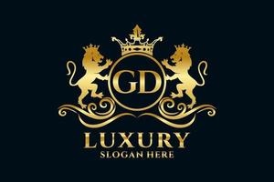 Initial GD Letter Lion Royal Luxury Logo template in vector art for luxurious branding projects and other vector illustration.