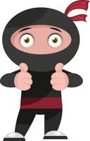 Ninja is ok, illustration, vector on white background.