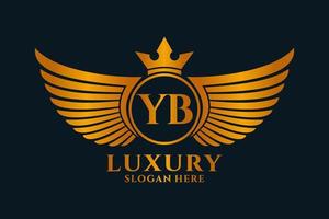 Luxury royal wing Letter YB crest Gold color Logo vector, Victory logo, crest logo, wing logo, vector logo template.