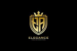 initial TA elegant luxury monogram logo or badge template with scrolls and royal crown - perfect for luxurious branding projects vector