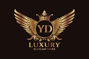 Luxury royal wing Letter YD crest Gold color Logo vector, Victory logo, crest logo, wing logo, vector logo template.