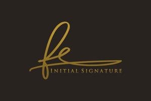 Initial FE Letter Signature Logo Template elegant design logo. Hand drawn Calligraphy lettering Vector illustration.