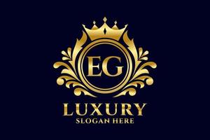 Initial EG Letter Royal Luxury Logo template in vector art for luxurious branding projects and other vector illustration.