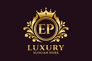 Initial EP Letter Royal Luxury Logo template in vector art for luxurious branding projects and other vector illustration.