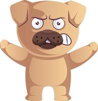 Pug is angry, illustration, vector on white background.