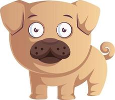 Pug is shocked, illustration, vector on white background.