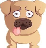 Pug is tired, illustration, vector on white background.