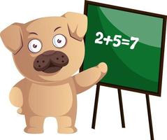 Pug doing math, illustration, vector on white background.