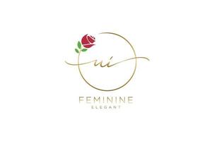 initial UI Feminine logo beauty monogram and elegant logo design, handwriting logo of initial signature, wedding, fashion, floral and botanical with creative template. vector