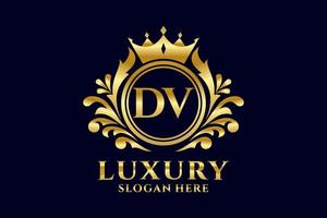 Initial DV Letter Royal Luxury Logo template in vector art for luxurious branding projects and other vector illustration.