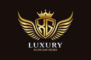 Luxury royal wing Letter XG crest Gold color Logo vector, Victory logo, crest logo, wing logo, vector logo template.