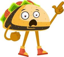 Taco showing, illustration, vector on white background.