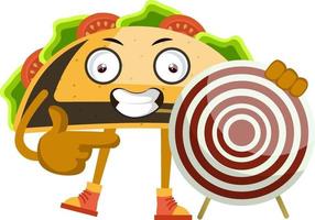 Taco with target, illustration, vector on white background.