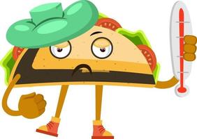 Taco is sick, illustration, vector on white background.