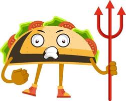 taco con diablo lanza, ilustración, vector sobre fondo blanco.