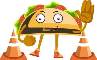 Taco diciendo parada, ilustración, vector sobre fondo blanco.