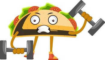 Taco with weights, illustration, vector on white background.