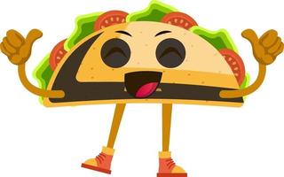 Taco is happy, illustration, vector on white background.
