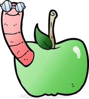 cartoon apple with worm vector