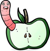 cartoon apple with worm vector