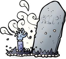 cartoon zombie rising from grave vector