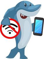 Shark with no wifi signal, illustration, vector on white background.