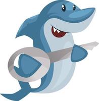 Shark with key, illustration, vector on white background.