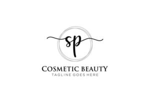 initial SP Feminine logo beauty monogram and elegant logo design, handwriting logo of initial signature, wedding, fashion, floral and botanical with creative template. vector