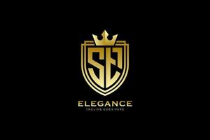 initial ST elegant luxury monogram logo or badge template with scrolls and royal crown - perfect for luxurious branding projects vector